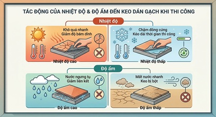 Nhiệt độ, độ ẩm ảnh hưởng gì đến keo dán gạch khi thi công chuẩn