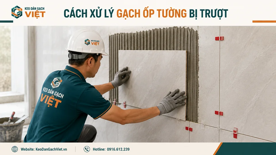 Cách xử lý gạch ốp tường bị trượt khi đang thi công