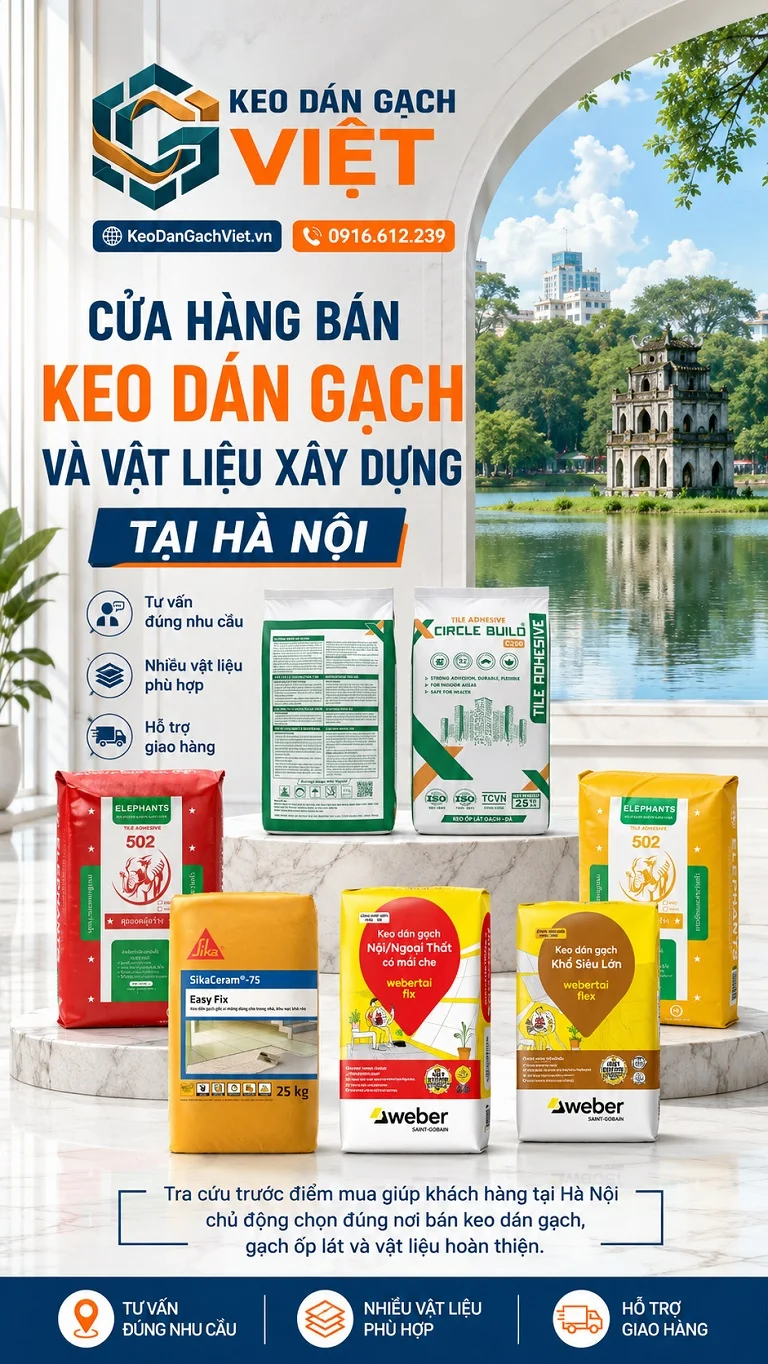 Cửa hàng bán keo dán gạch và vật liệu xây dựng tại Hà Nội