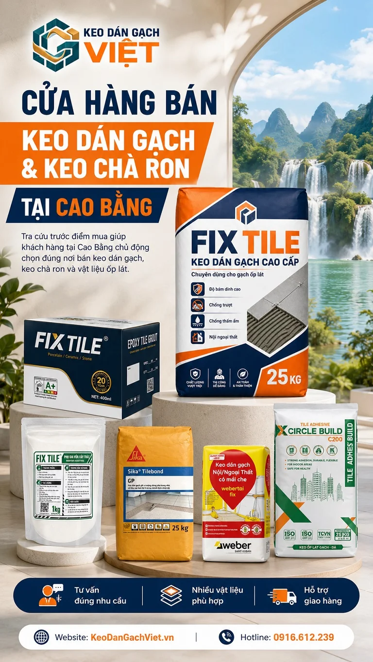 Cửa hàng bán keo dán gạch keo chà ron tại Cao Bằng