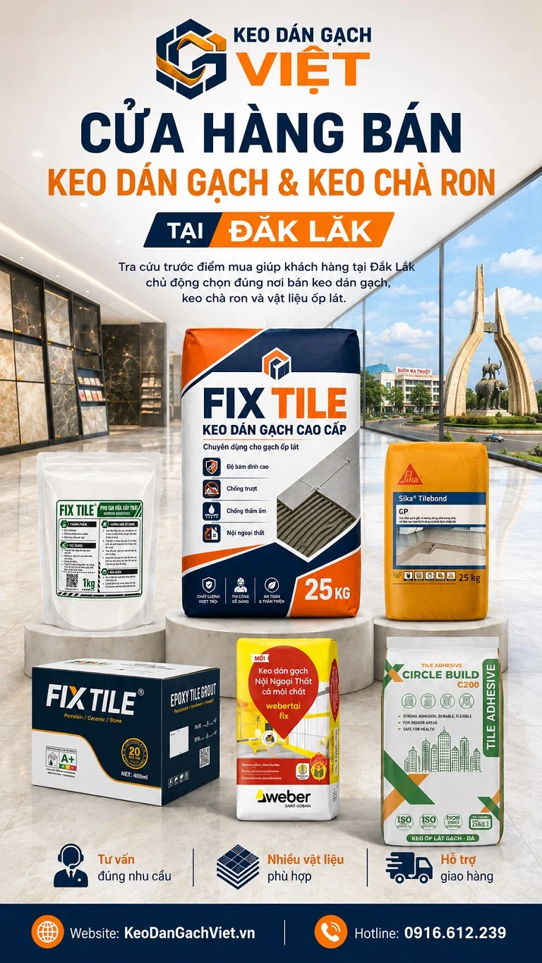 Cửa hàng bán keo dán gạch keo chà ron tại Đắk Lắk