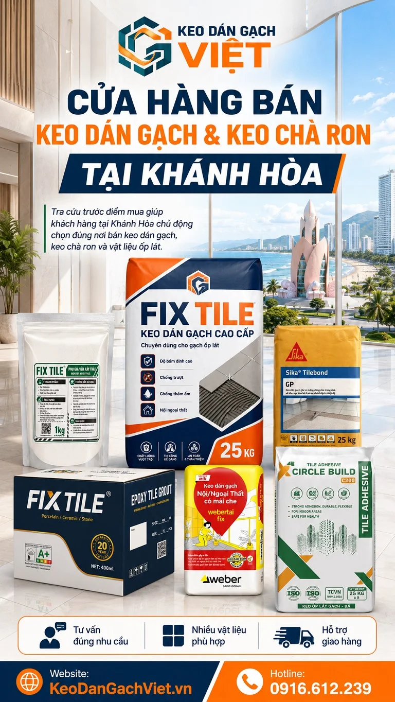 Cửa hàng bán keo dán gạch keo chà ron tại Khánh Hòa