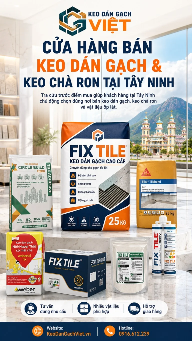Cửa hàng bán keo dán gạch keo chà ron tại Tây Ninh
