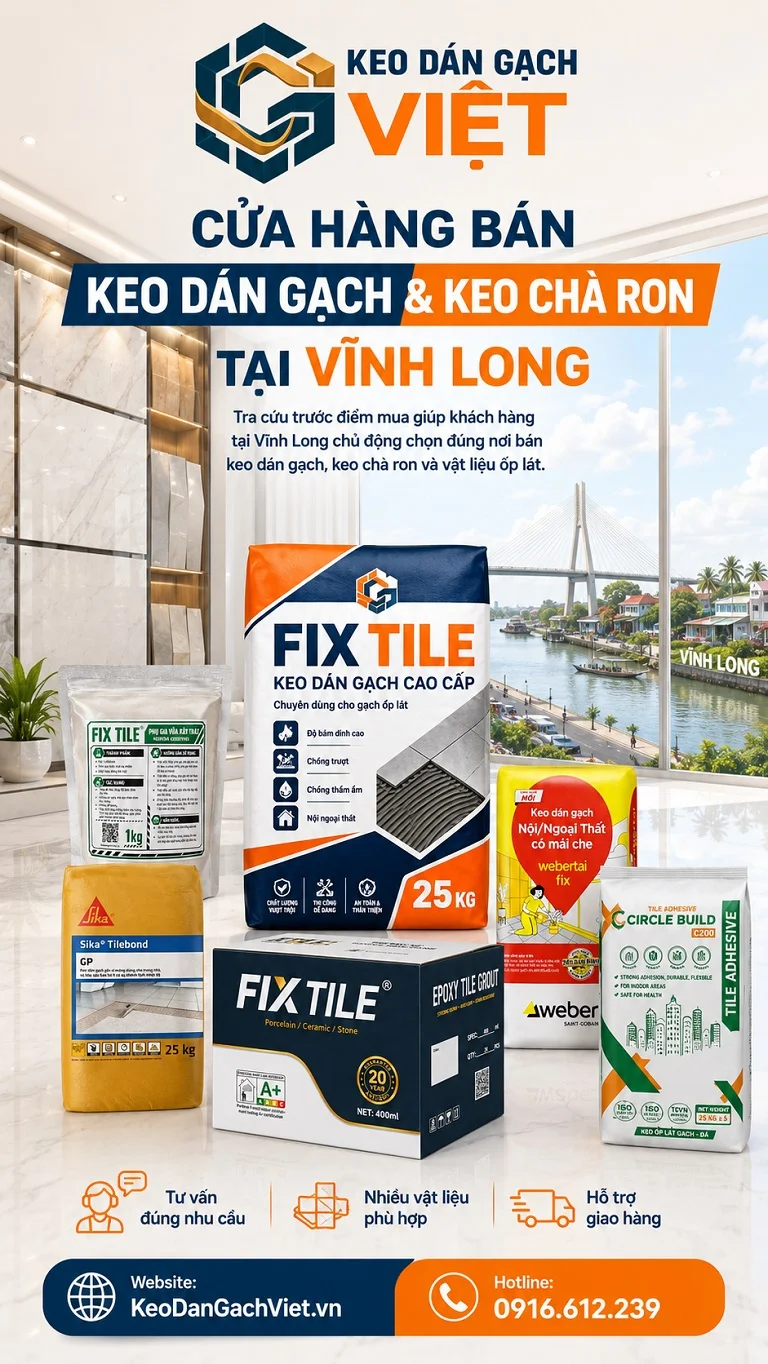 Cửa hàng bán keo dán gạch keo chà ron tại Vĩnh Long
