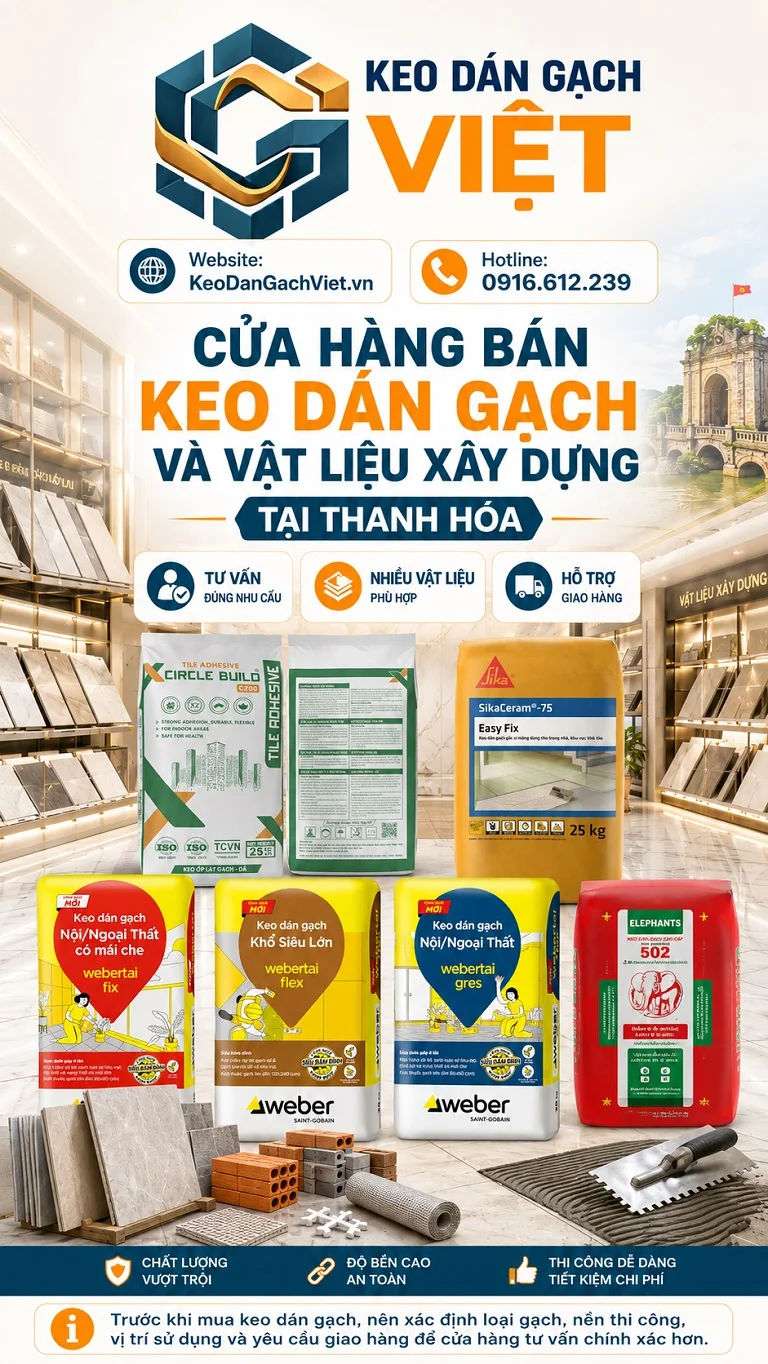 Cửa hàng bán keo dán gạch và vật liệu xây dựng tại Thanh Hóa