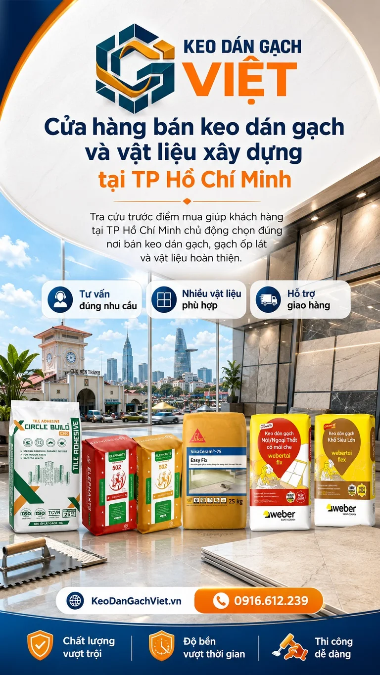 Cửa hàng bán keo dán gạch và vật liệu xây dựng tại TP Hồ Chí Minh