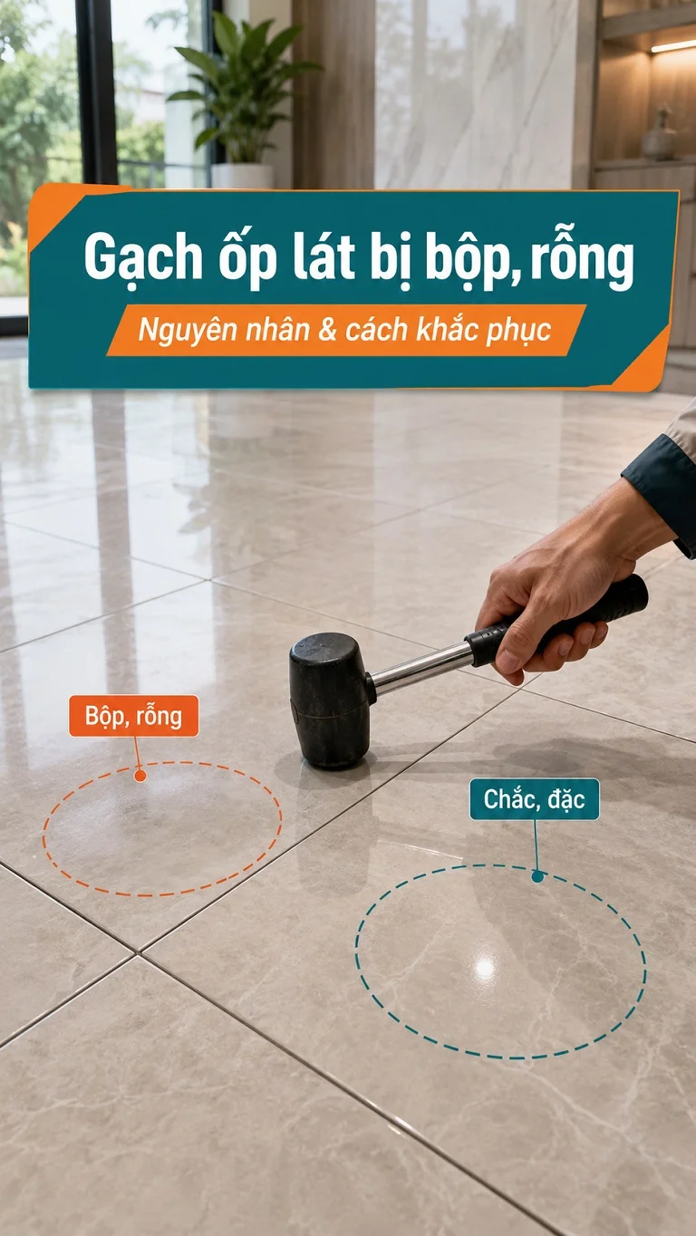 Gạch ốp lát bị bộp rỗng sau khi thi công