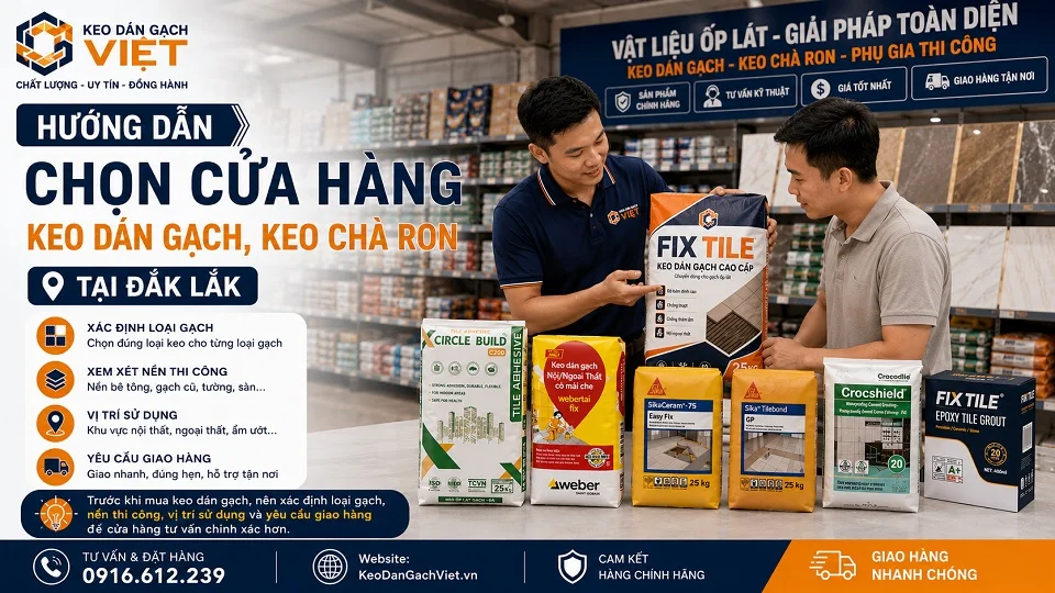 Hướng dẫn chọn cửa hàng keo dán gạch keo chà ron tại Đắk Lắk
