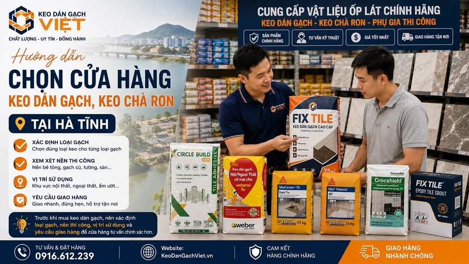 Hướng dẫn chọn cửa hàng keo dán gạch keo chà ron tại Hà Tĩnh