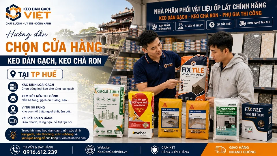 Hướng dẫn chọn cửa hàng keo dán gạch keo chà ron tại thành phố Huế