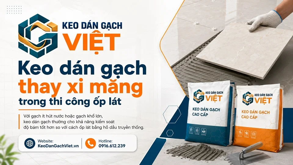 Keo dán gạch thay xi măng trong thi công ốp lát