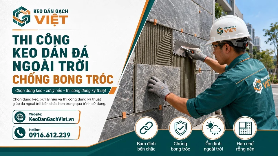 Thi công keo dán đá ngoài trời đúng kỹ thuật để hạn chế bong tróc