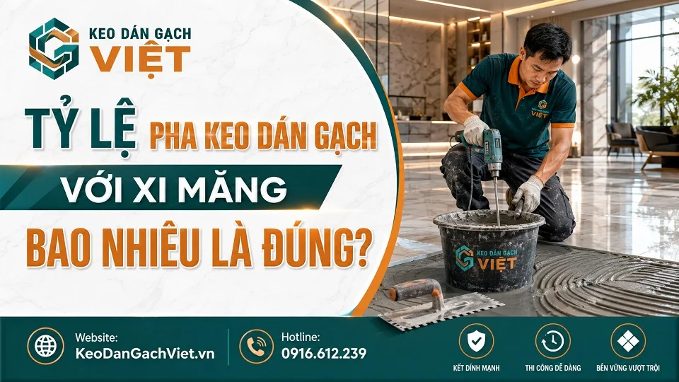 Cách trộn keo dán gạch với nước sạch bằng máy khuấy chuyên dụng