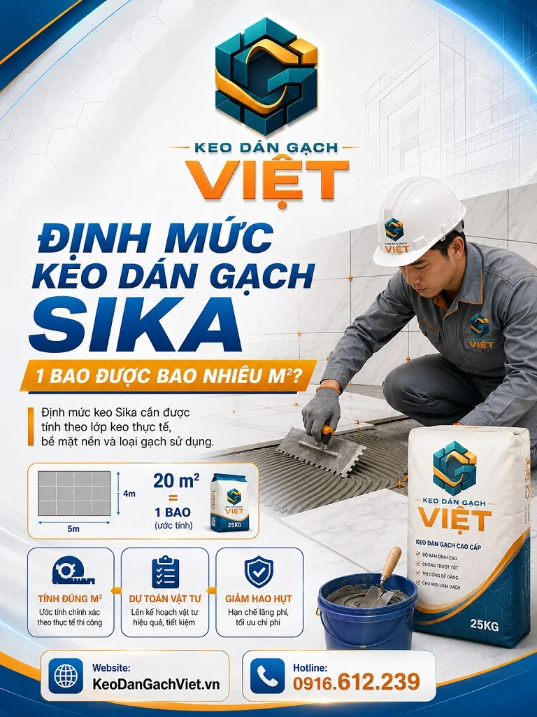 Dự toán định mức keo dán gạch Sika trước khi thi công ốp lát
