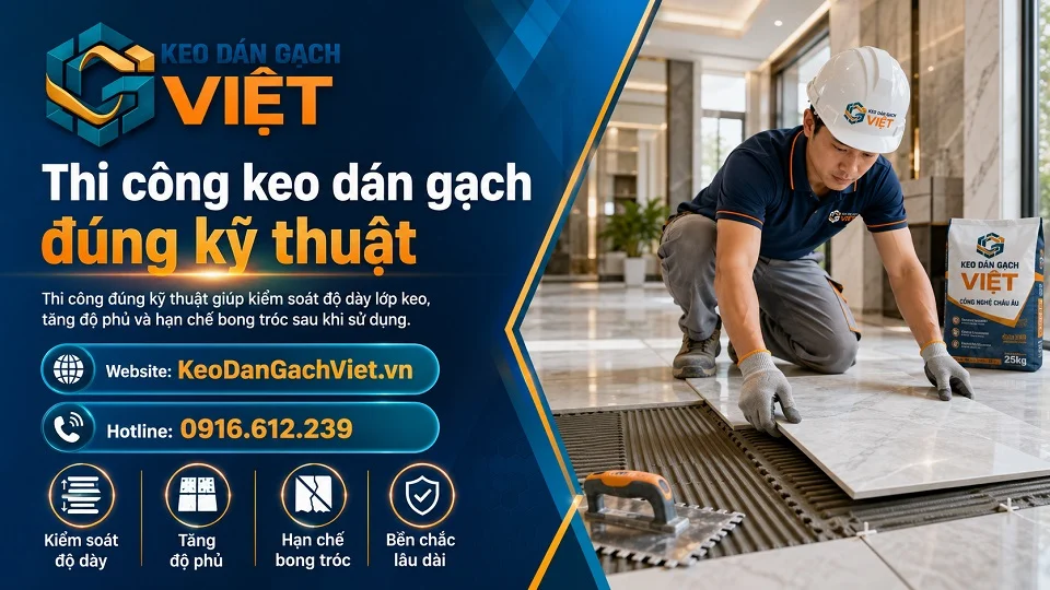 Thi công keo dán gạch đúng kỹ thuật để kiểm soát độ dày lớp keo