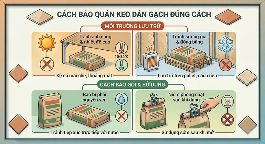 Cách bảo quản keo dán gạch đúng cách để không giảm chất lượng