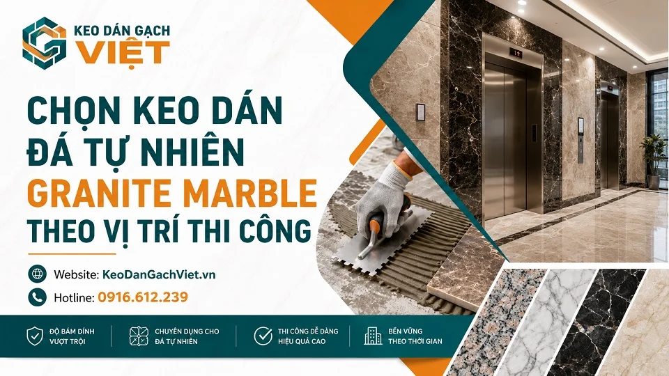 Chọn keo dán đá tự nhiên granite marble theo vị trí thi công