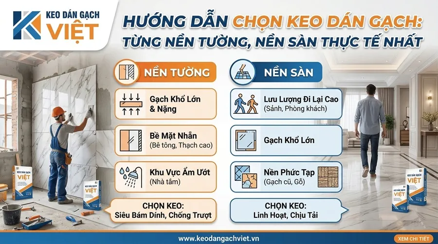 Hướng dẫn chọn keo dán gạch theo nền tường nền sàn thực tế nhất