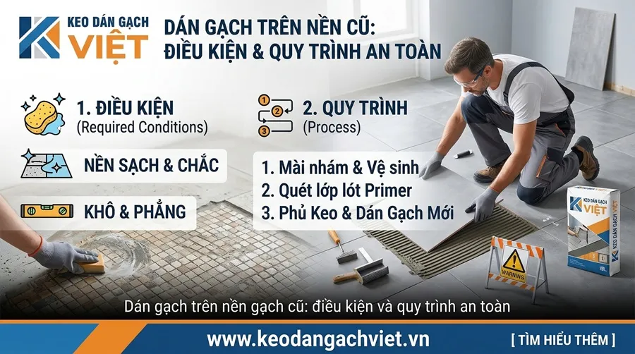 Keo dán gạch trên nền gạch cũ điều kiện và quy trình an toàn