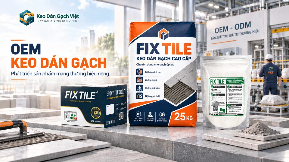 Gia công OEM keo dán gạch thương hiệu riêng
