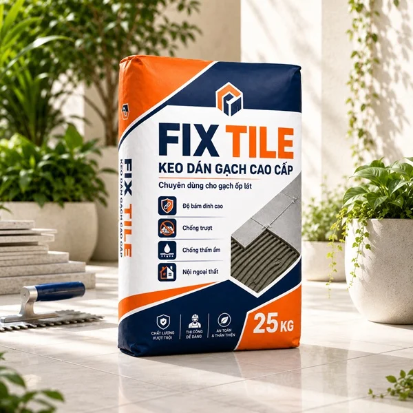 Bao Keo dán gạch FIX TILE Cao Cấp 25kg chụp chính diện